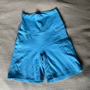 LSKD Women's High-Waisted Azure Blue Shorts